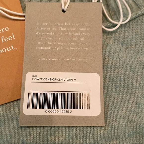 NWT Everlane Cashmere Wool Blend Crew Neck Sweater in Sea-foam green M - Picture 8 of 10